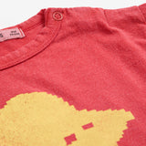 Bobo Choses Baby Pixel Abduction l/s T-shirt & Taxi Saurus Denim Pants Set ~ Red/Midnight Blue