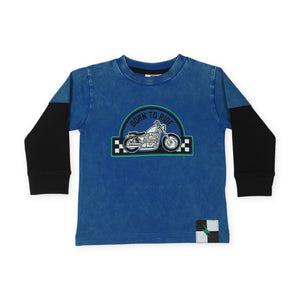 Mish Baby Born 2 Ride l/s Enzyme 2fer Tee ~ Cobalt