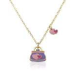 Little Miss Twin Stars Lavender & Pink Heart Purse Necklace