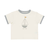 Quincy Mae Baby Boy Boat Ringer Tee & Play Shorts Set ~ Ivory/Blue