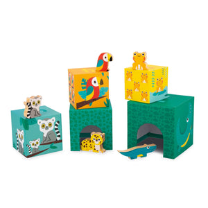Janod Tropik Stackable Pyramid & Animal Figurines