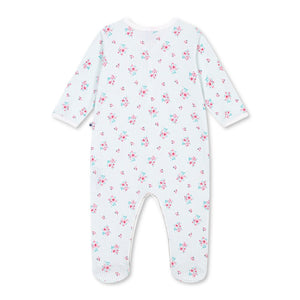 Petit Bateau Front Snap Striped Floral Print Footie ~ Multi