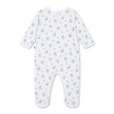 Petit Bateau Front Snap Striped Floral Print Footie ~ Multi