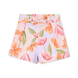 Mayoral Girls Tie Front s/s Top & Floral Print Shorts Set  7-12 ~ Candy/Blossom
