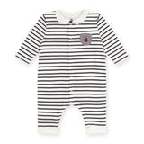 Petit Bateau l/s Striped Romper w/ Collar ~ White/Navy
