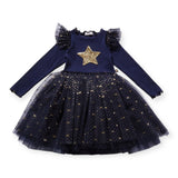 Petite Hailey l/s Frill Tutu Dress ~ Navy