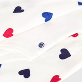 Petit Bateau Heart Print Cardigan, Onesie & Pants Set ~ White Multi