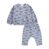 Bobo Choses Baby Race Car Print Sweatshirt & Joggers Set ~ Light Blue
