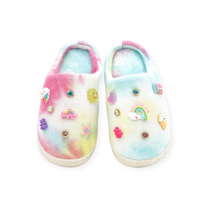 Bari Lynn Tie Dye Jeweled Charm Slippers