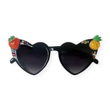 Bari Lynn Heart Shaped Sunglasses w/ Fruit Charms ~ Black