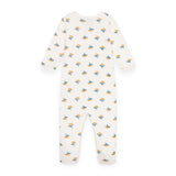 Petit Bateau Front Snap Floral Footie ~ White/Multi