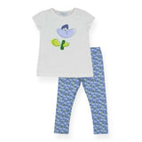 Mayoral Girls Flower Tee & Ankle Leggings Set ~ White/Indigo