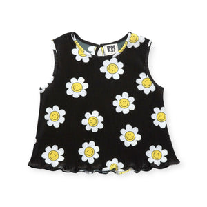 Petite Hailey Printed Pleated Top & Pants Set ~ Smiles/Black