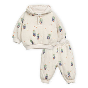 Play Up Baby Printed Jersey Knit Pullover Hoodie & Sweatpants Set ~ Natural