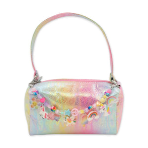 Bari Lynn Galaxy Unicorn & Rainbow Charm Link Bag w/ Crossbody Strap ~ Tie Dye