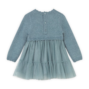 Mayoral Baby Girl Knit & Tulle Dress ~ Blue