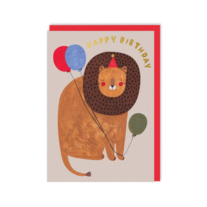 Ohh Deer Lion with Balloons Birthday Card