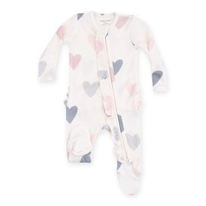 Angel Dear 2 Way Zipper Ribbed Ruffle Footie ~ Hearts