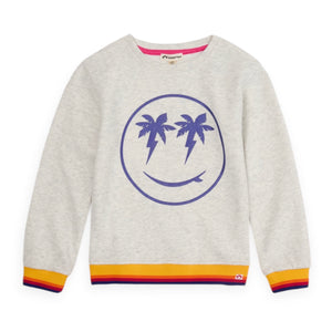 Appaman Girls Ruby Sweatshirt & Lori Shorts Set 7-12 ~ Smiley/Cloud Heather