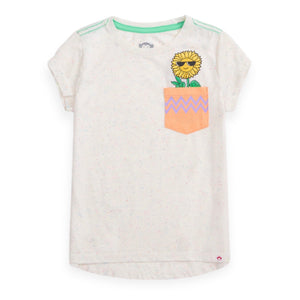 Appaman Girls Pocket Tee ~ Sunflower/Speckled White