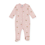 Petit Bateau Front Snap Shooting Stars Print Footie ~ Pink Multi