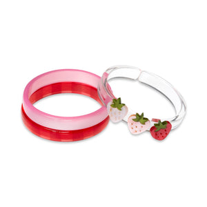 Lilies & Roses Pink & Red Strawberry Bracelet Set