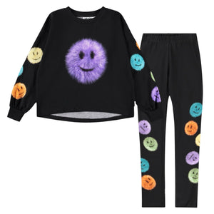 Molo Reniza l/s Top & Niki Leggings Set ~ Fluffy Fluff/Colourful Fluff