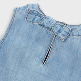 Mayoral Girls Sleeveless Denim Top & Sailor Shorts Set ~ Light Wash