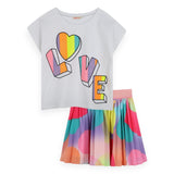 Billieblush Love s/s Tee & Pleated Printed Skirt Set ~ White/Multi