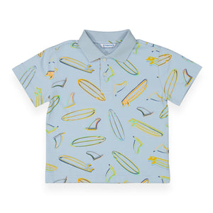 Mayoral Boys Printed s/s Polo ~ Surfboards/Sky