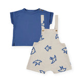 Babyclic T-Shirt & Printed Short Overalls Set ~ Klein Blue/Birds Fly
