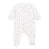Petit Bateau Front Zip Floral Print Footie ~ White Multi