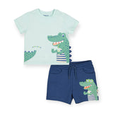 Mayoral Baby Boy Alligator s/s T-Shirt & Shorts Set ~ Aqua/Indigo
