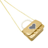 Tiny Treats Quilted Pearl Handle Heart Bag