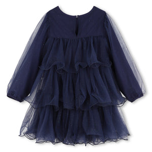 Billieblush Glittery Mesh l/s Dress ~ Navy