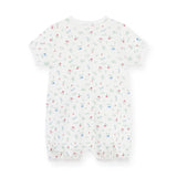 Petit Bateau Font Snap Fruit Print Short Romper ~ White Multi