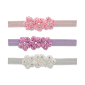 Bari Lynn Crochet Flowers on Elastic Baby Headband