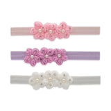 Bari Lynn Crochet Flowers on Elastic Baby Headband