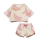 Play Up Baby Printed Terry Sweatshirt & Shorts Set ~ Pink Watermelons