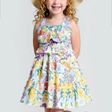 Baby Sara Floral Print Dress w/ Bow ~ Ivory Multi