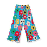Petite Hailey Printed Pleated Top & Pants Set ~ Big Daisy/Blue