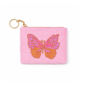 Tiny Treats Beaded Zip Pouch Wallet ~ Butterfly