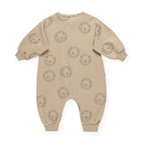 Quincy Mae Relaxed Fleece Romper ~ Lions/Latte