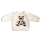 The Blueberry Hill Knit Teddy Bear Sweater ~ Cream/Pink Bow