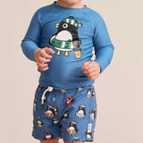 Huxbaby Percy Floatie Rashguard & Swim Shorts Set ~ Blue Multi