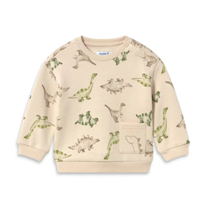 Mayoral Baby Boy Dinos Print Sweatshirt & Sweatpants Set ~ Light Taupe