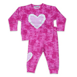 Little Mish Tie Dye Heart Sweatshirt & Joggers Set ~ Fuchsia