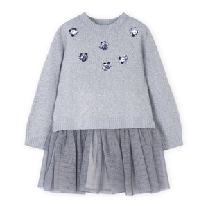 Mayoral Girls Knit 2 Piece Dress ~ Silver