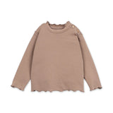 Play Up Baby Knit Cardigan w/ Collar, l/s Lettuce Edge Top & Printed Ballon Pants Set ~ Black/Tan