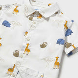 Mayoral Baby Boy Animal Print s/s Woven Shirt ~ White
